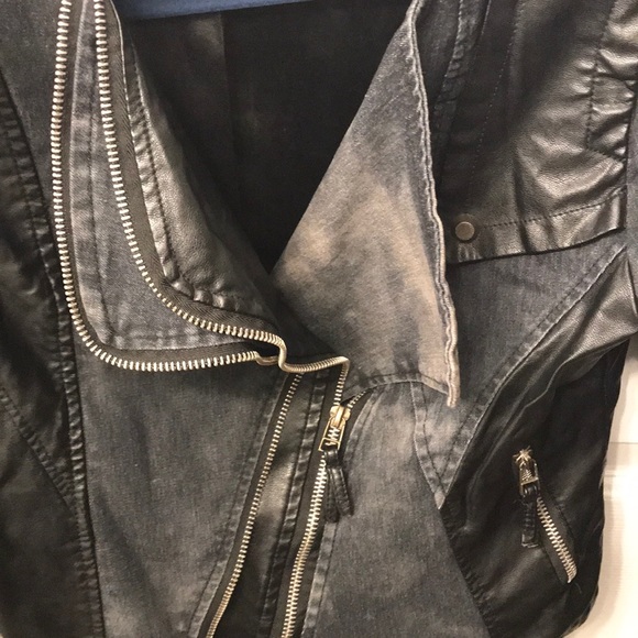 Rare Denim Leather Look Motto Jacket - Picture 7 of 7